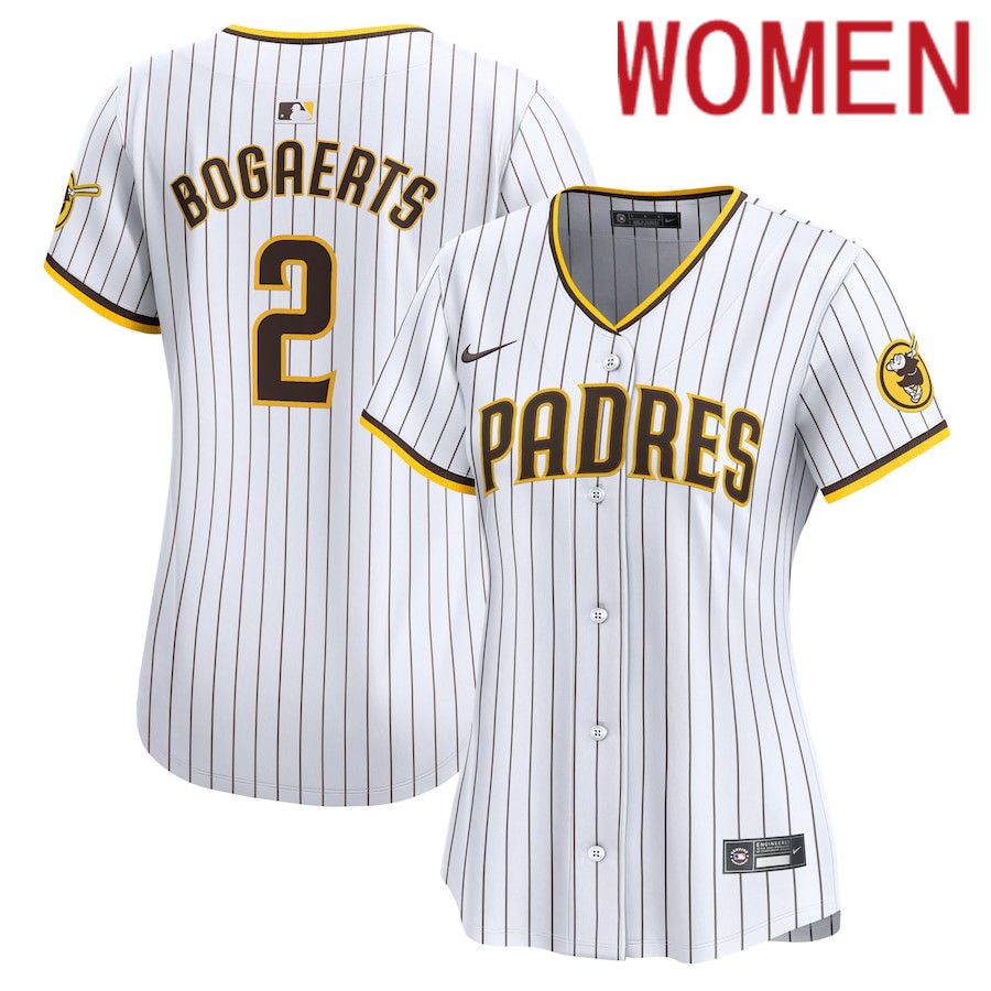 Women San Diego Padres #2 Xander Bogaerts Nike White Home Limited Player MLB Jersey->women mlb jersey->Women Jersey